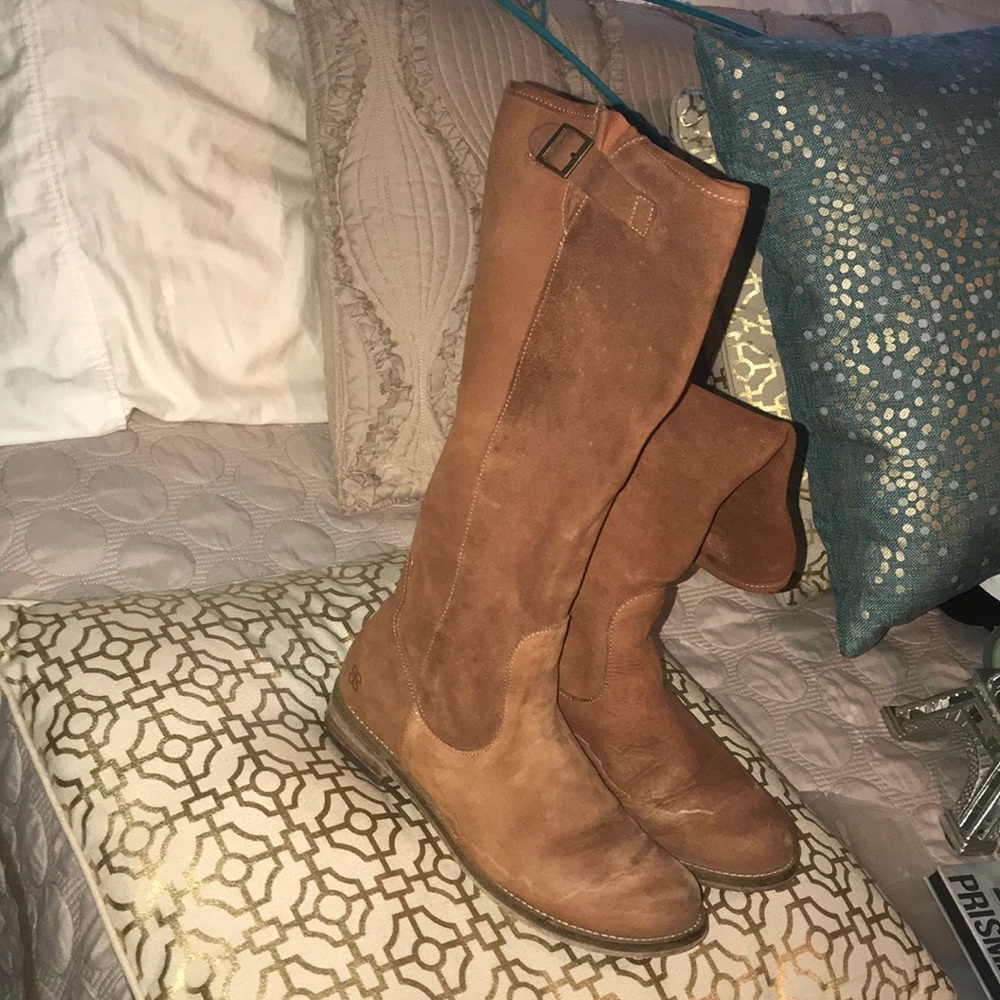 Brown leather boots